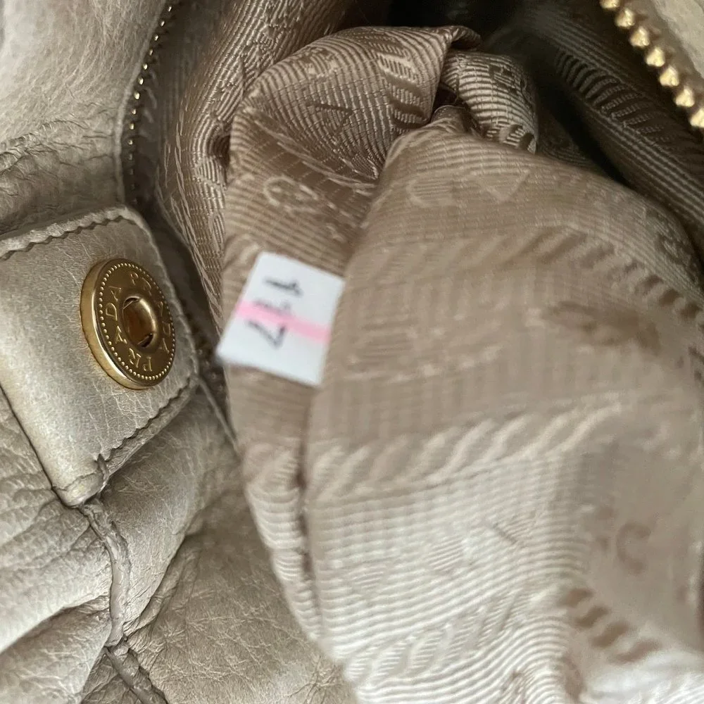 PRADA Shoulder Bag Leather Beige Auth - Picture 12 of 16